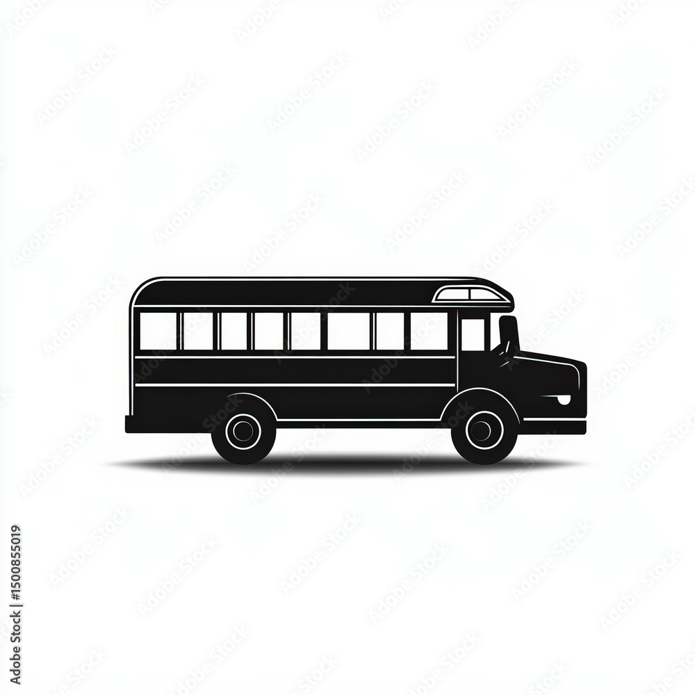 school bus silhouette , black and white illustration isolated on white background school bus silhouette , black and white illustration isolated on white background