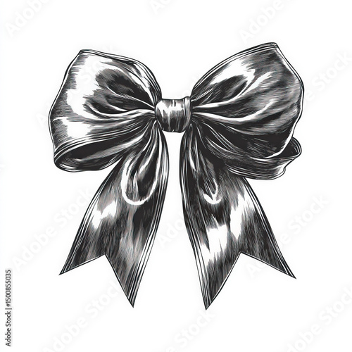 ribbon bow silhouette , bla...