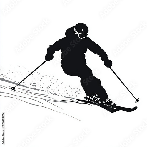 skier silhouette , black an...