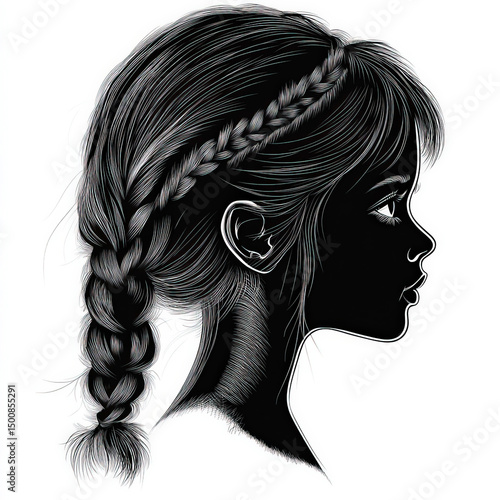 teen girl silhouette , blac...