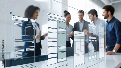 Innovative Team Collaborating on Digital Product Design and User Interface