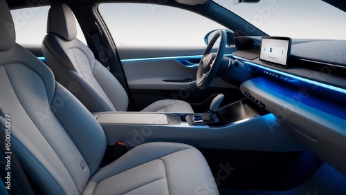 Experience Luxury: A Pristine Interior Shot of a Modern Electric Vehicle