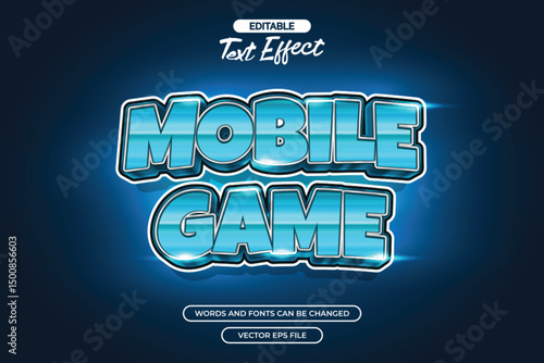 Mobile game editable text effect with blue text and modern style text effect