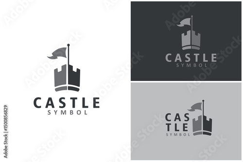 Castle tower silhouettes simple vintage logo design vector template
