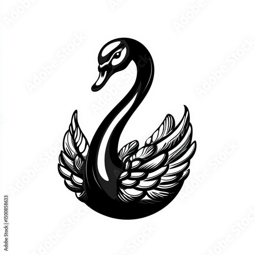 swan silhouette , black and...