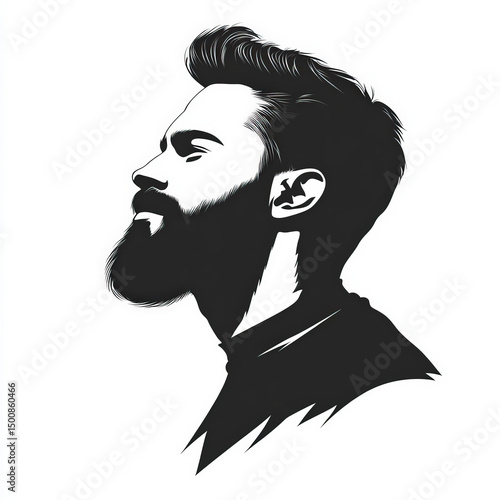 beard silhouette , black an...