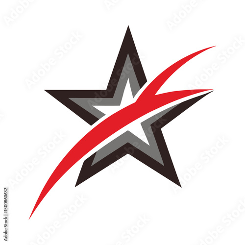Five-Pointed Star Swoosh Vector Logo