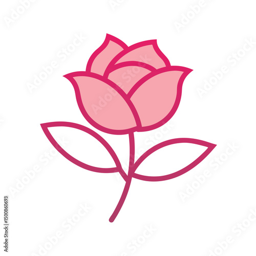 Romantic Rose Flower Outline Logo Design