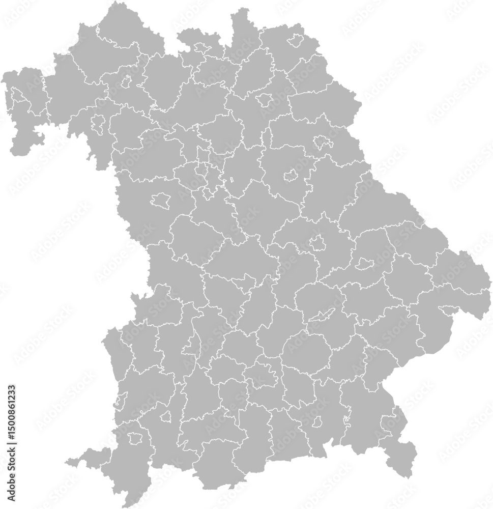 Bavaria, Germany – administrative vector map with district boundaries (Web Mercator projection, PPT-compatible & fully editable)
