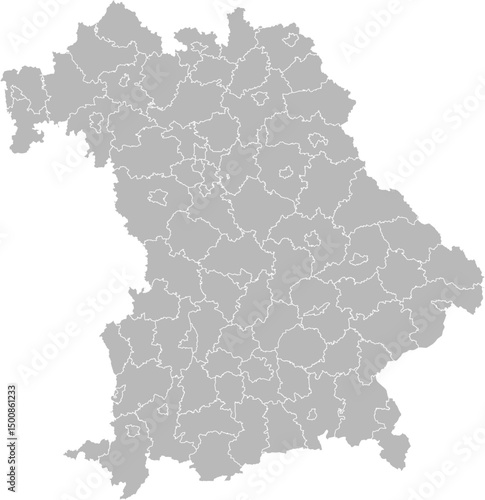 Bavaria, Germany – administrative vector map with district boundaries (Web Mercator projection, PPT-compatible & fully editable)