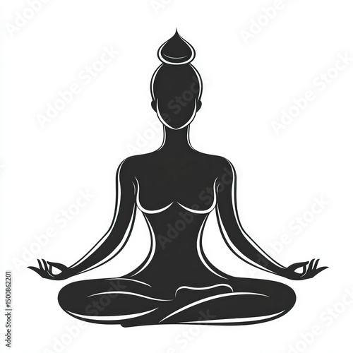 yoga pose silhouette , blac...