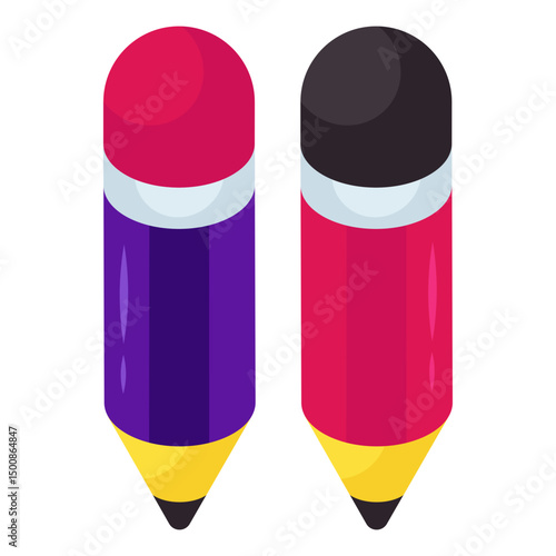 A writing tool icon, isometric design of pencils