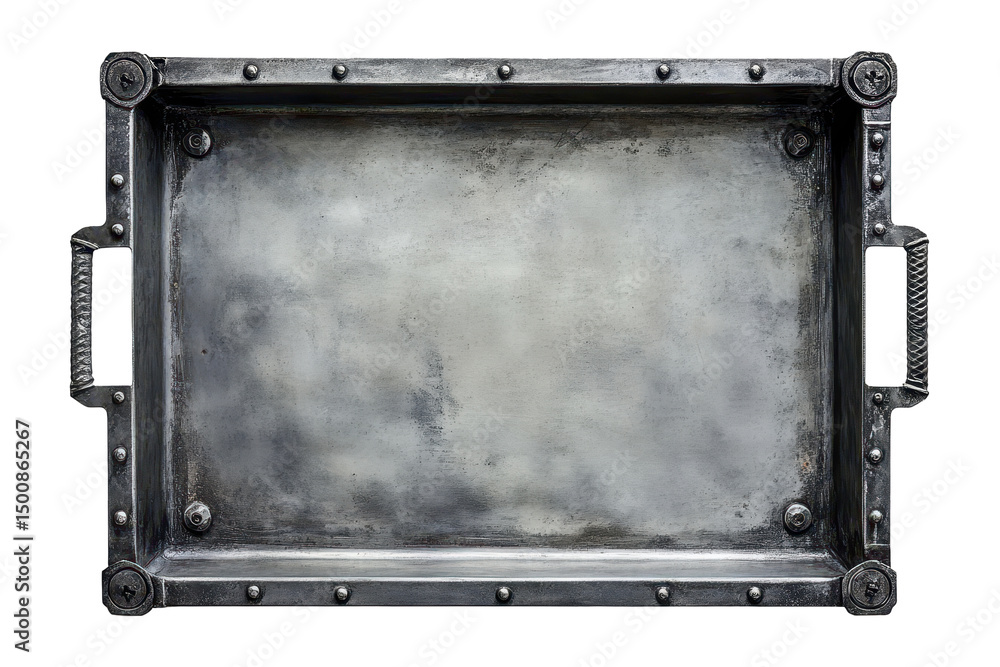 Obraz premium Metal tray, top view, aged