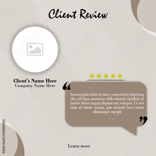 Modern client testimonial template design.