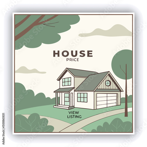 Engage your audience with our stunning real estate house social media post or square template, designed to captivate and attract potential buyers with its eye catching visuals and compelling content