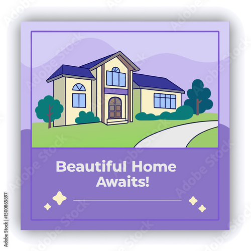 Engage your audience with our stunning real estate house social media post or square template, designed to captivate and attract potential buyers with its eye catching visuals and compelling content