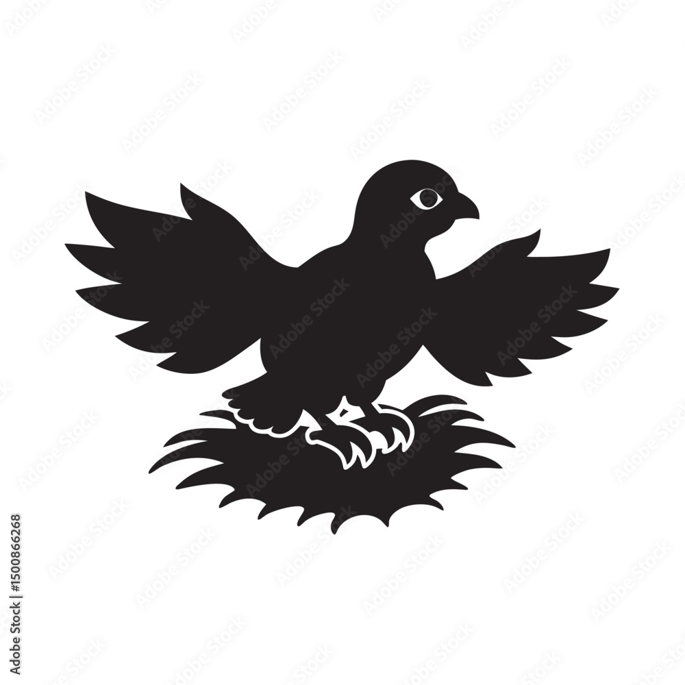Obraz premium Hawk Chick Leaping High Silhouette Vector