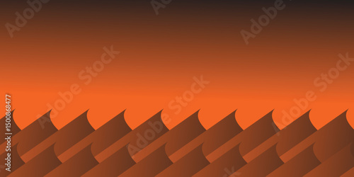 Abstract 3D orange cubes forming a geometric stepped pattern with deep shadows and contrast, empty space for text