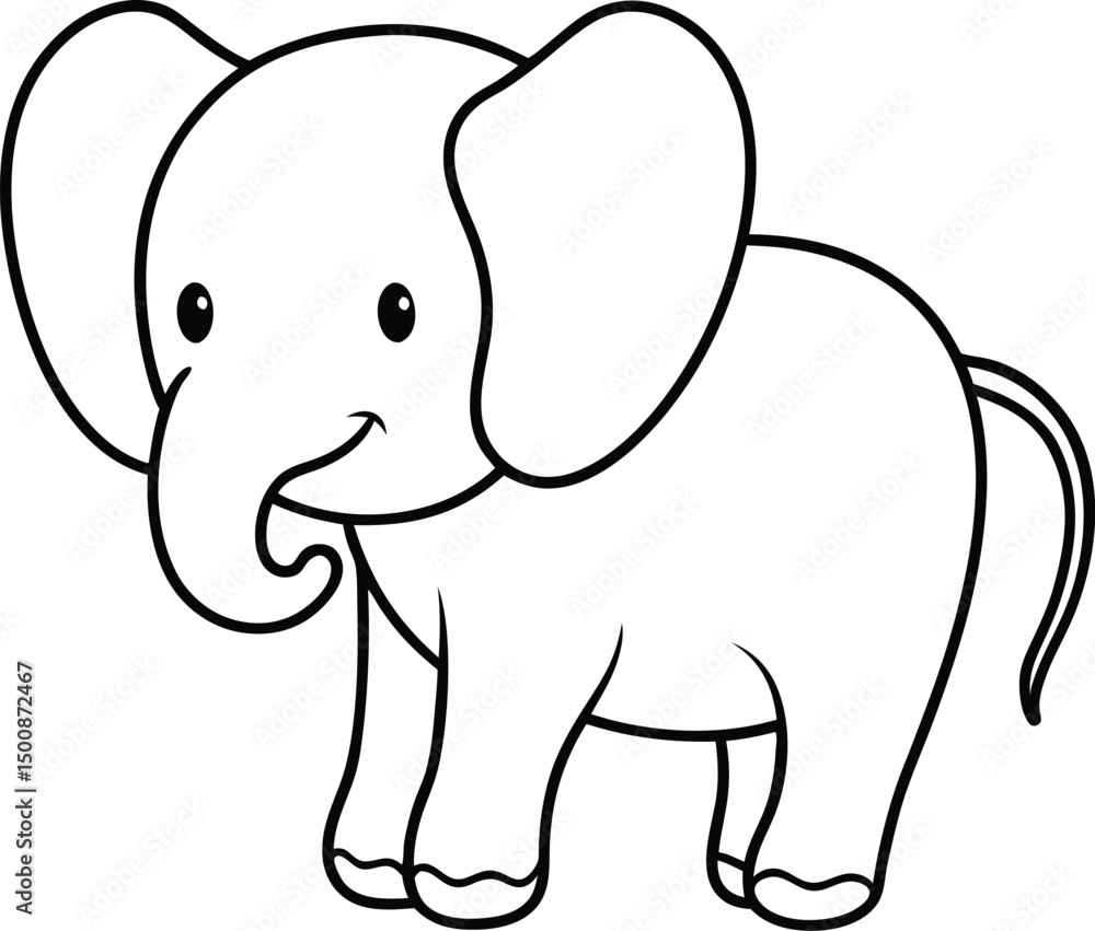 Fototapeta premium baby elephant cartoon line art