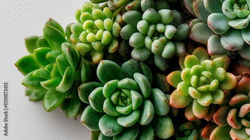 White background top-view shot of minimalist succulents with a banner and copy space, perfect for minimalist branding or social media graphics.