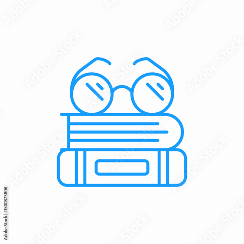 books reading glasses icon sign vector