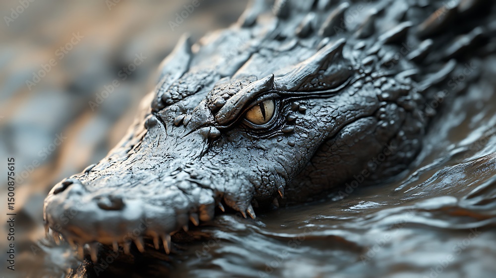 Obraz premium Alligator head in mud water