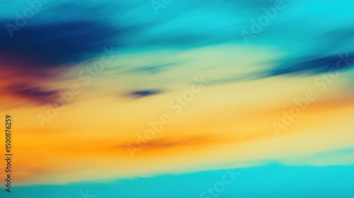 Vibrant blue and orange gradient sky blending smoothly, evoking a sense of serene harmony and boundless energy