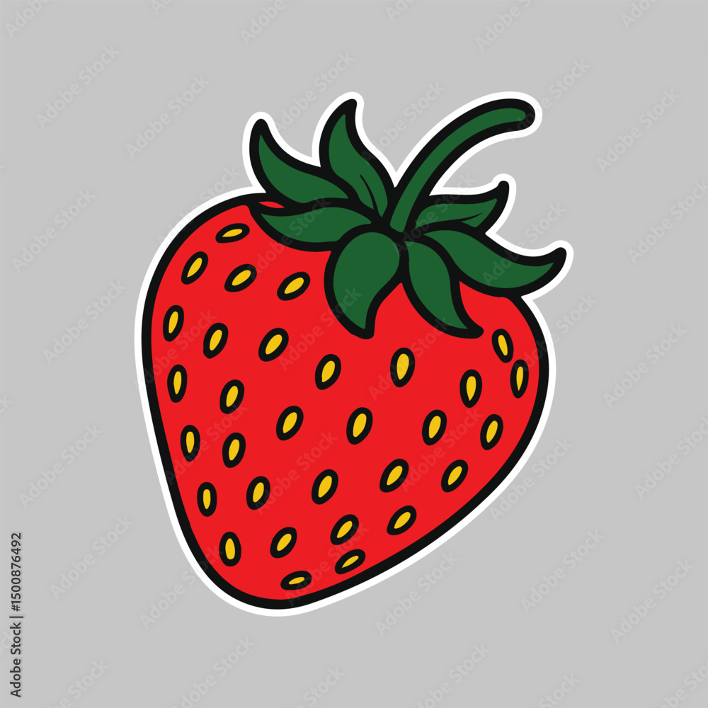 Obraz premium Cartoon Strawberry Illustration Red Fruit Graphic Design Element
