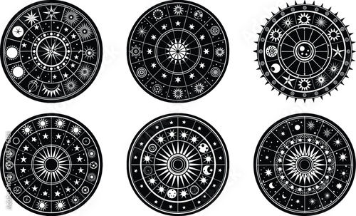 Astrological Charts Vector on White Background