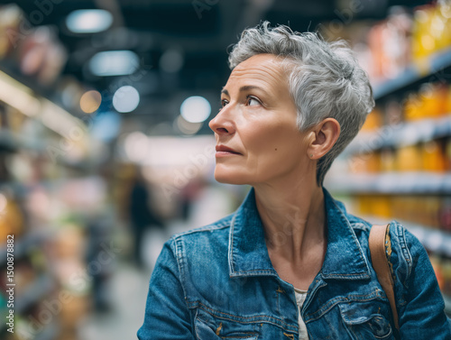 Wallpaper Mural Confident Mature Woman Shopping in Supermarket Aisle Torontodigital.ca