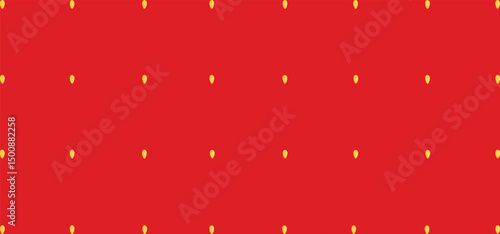Seamless red strawberry texture with yellow seeds. Vector fruit pattern background.