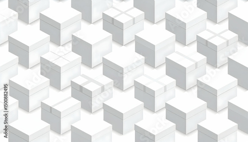 Isometric Pattern of White and Gray Shipping Boxes