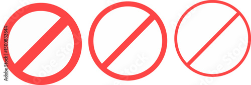 Red Prohibition Sign Icons Collection – Vector No Entry, Ban, Forbidden Symbols for Warning, UI, and Safety Design