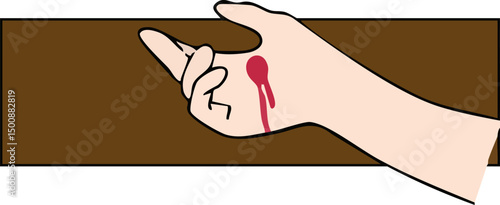 Crucifixion Hand of Jesus Christ with Nail Wound Vector – Symbol of Sacrifice, Redemption, Faith and Christian Salvation