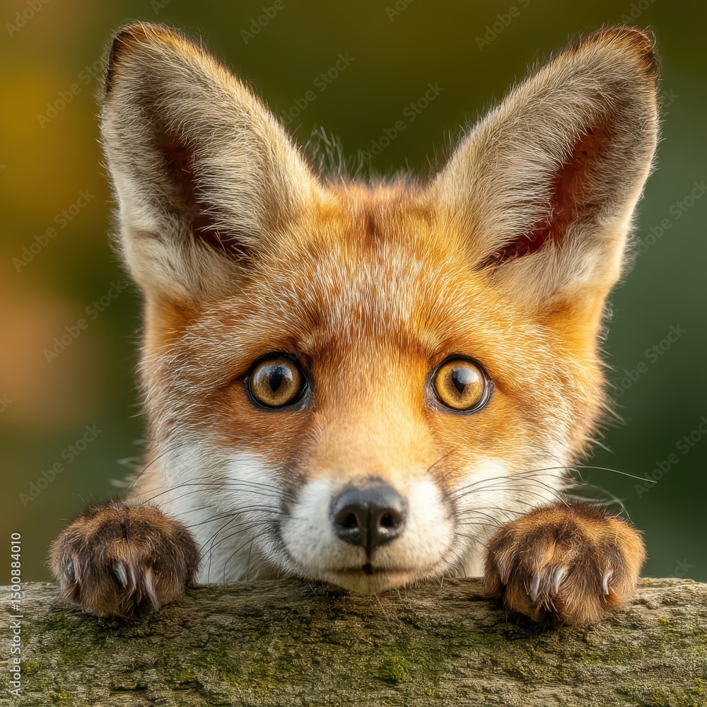 Obraz premium Fox portrait peering over fence