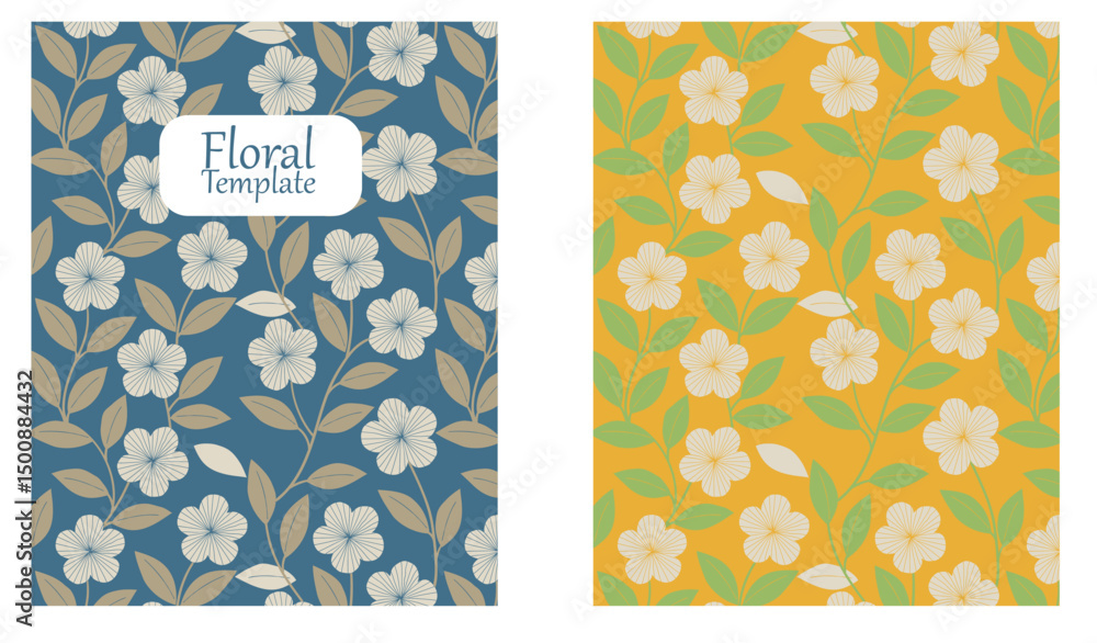 Fototapeta premium Floral pattern, modern style, packaging design, fabric printing, wallpaper, book cover, print media, packaging and accessories. The file can be customized to suit your work.