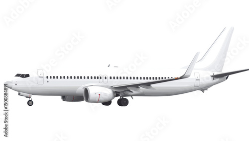 White passenger jet in profile view