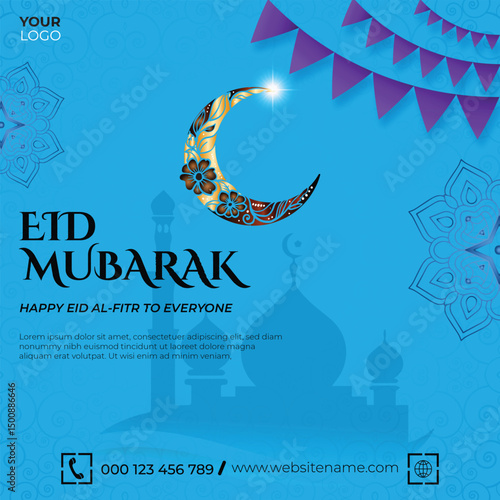 Eid Mubarak and eid ul fitr social media banner Instagram post template