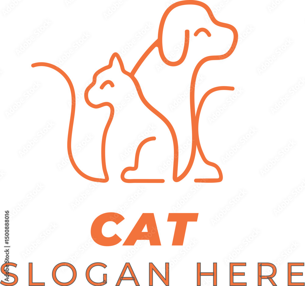 Friendly Cat and Dog Characters Vector Drawing Friendly Cat and Dog Characters Vector Drawing