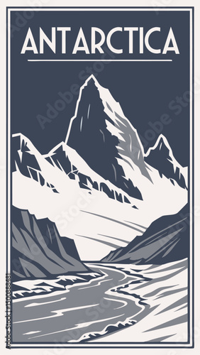 Frozen Majesty - A Vintage Travel Poster of Antarctica