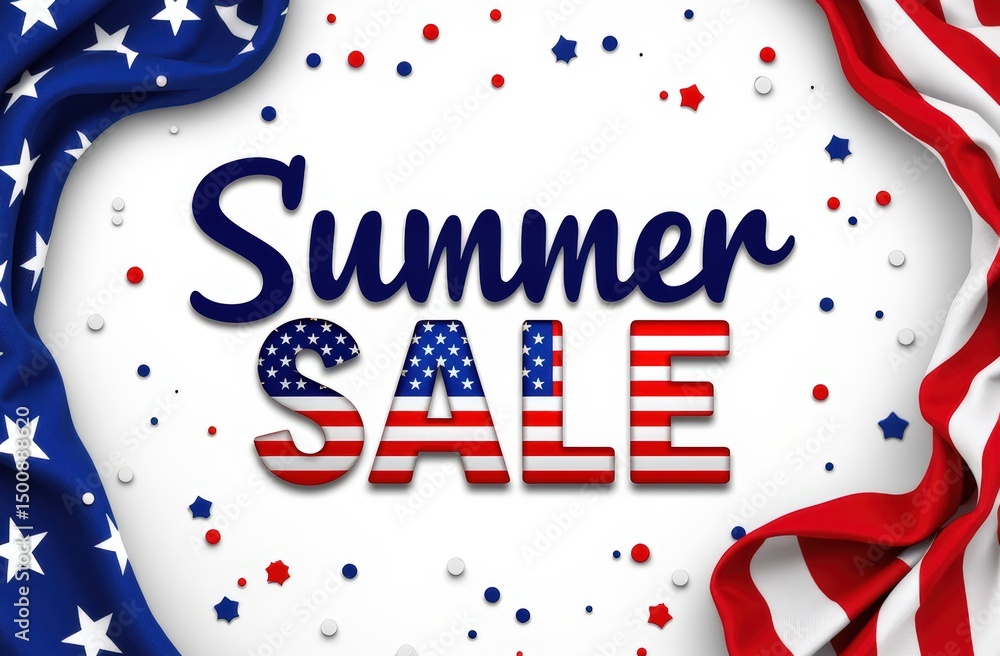 Fototapeta premium 4th of July Patriotic Summer Sale Banner Mockup