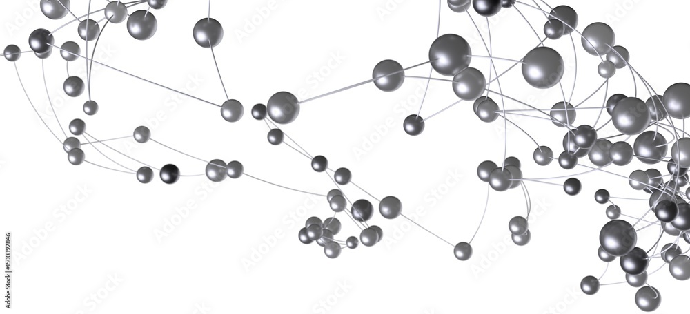 Stock photo of interconnected silver spheres, ideal for network, connection, or technology concepts. Stock photo of interconnected silver spheres, ideal for network, connection, or technology concepts.