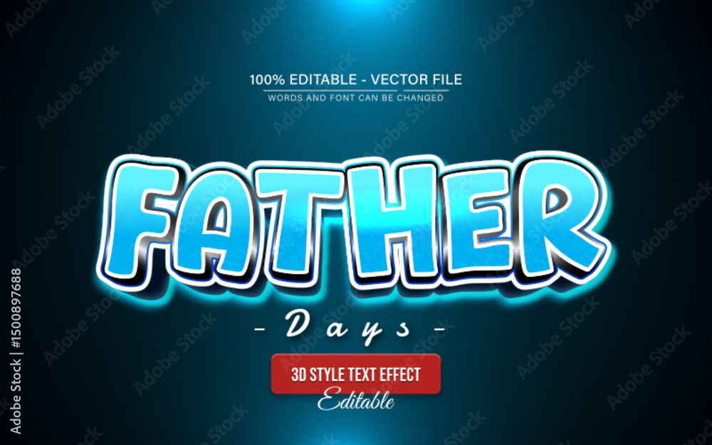 Obraz premium Father day blue 3d text effect editable
