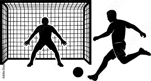 Soccer Player in Action, Silhouette Against Goal
