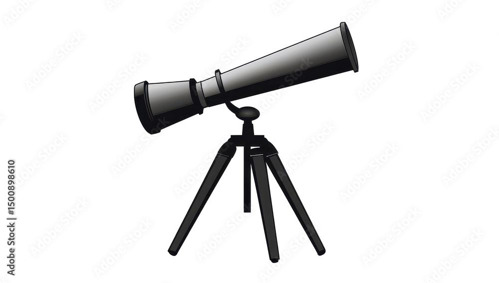 Gray telescope on tripod, dark background Gray telescope on tripod, dark background