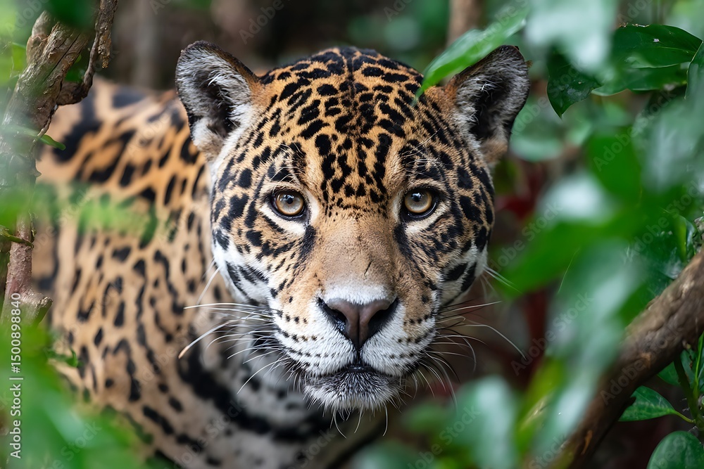 Obraz premium Close-up of beautiful jaguar in the jungle. Amazing Wildlife.