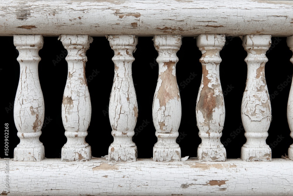 Fototapeta premium Cracked, aged white balustrade