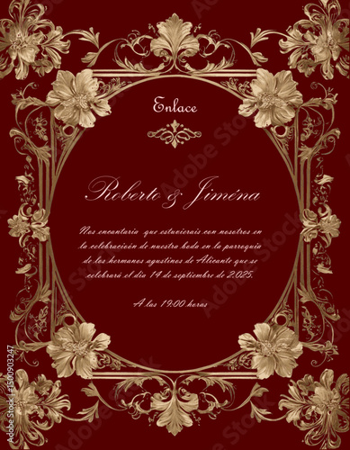 Invitacion de boda elegante totalmente personalizable. Todos los  diseños son vectoriales y escalables