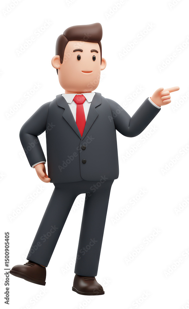 Fototapeta premium Cartoon Businessman Pointing Direction