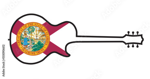 Guitar Outline With Florida State Flag